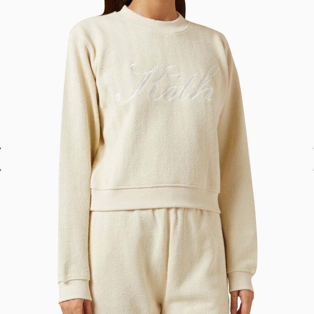 Kith Haylen Script Sweatshirt in Herringbone Cotton-terry Size Medium